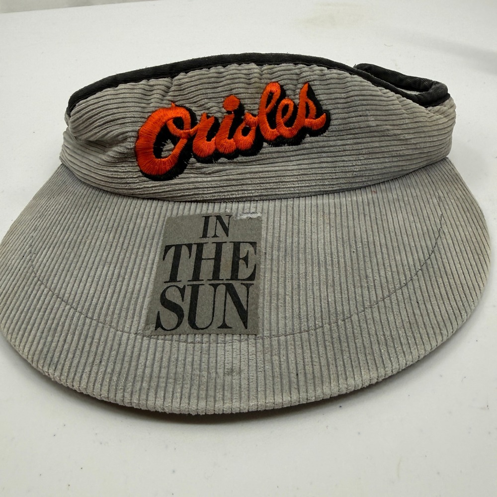 Vintage Baltimore Orioles Visor Hat Mens OSFM Gray Corduroy In The Sun